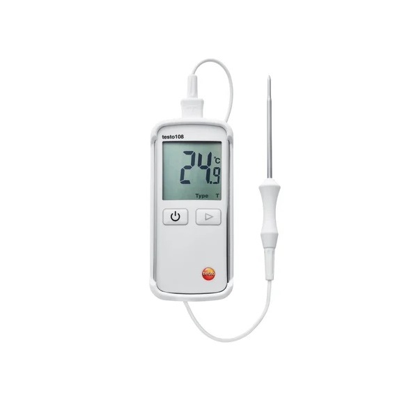 Termometro testo 108 con sonda a penetrazione standard - IP 67, completo di taratura con rif. LAT